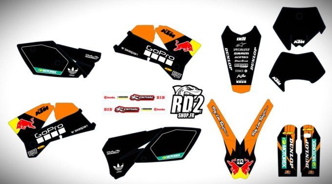 KIT DECO - gopro - black - redbull - sx - sxf - exc - 2005 - 2006 - 2007 - graphics -