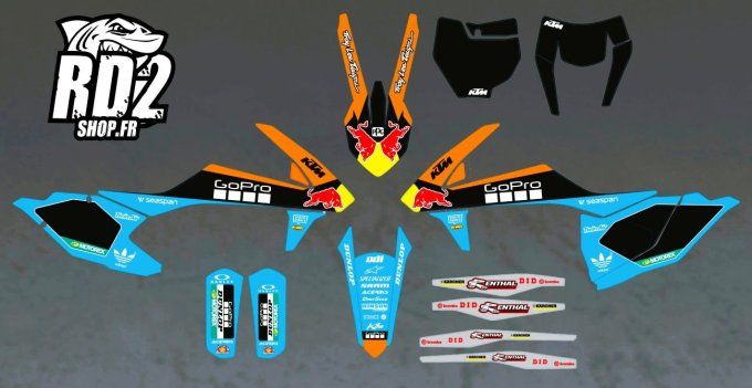 kit deco - gopro - bleu - redbull - ktm - 2016 - 2017 - 2018 - 2019- sx - sxf - exc - excf -  sticke