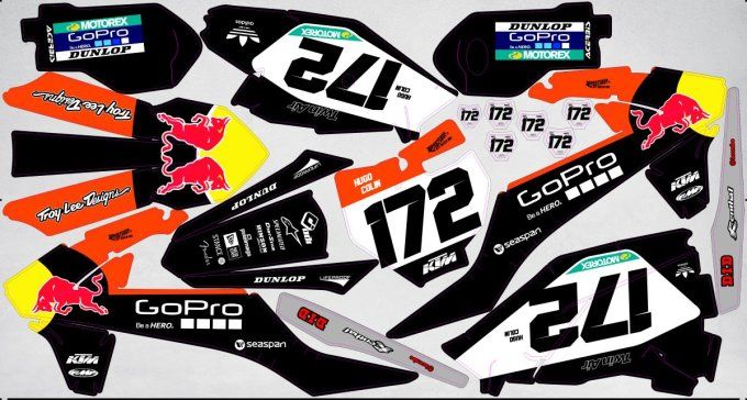 kit deco - gopro - redbull- 85sx - ktm sx - 85 - 50 - 65 - 2008 - 2009 - 2010 - 2011 - 2012 - 2013 -