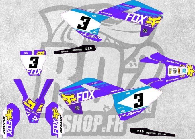 kit deco - graphics - hva - husqvarna - tc - fc - te - fe - graphics - violet - bleu - stickers - mo