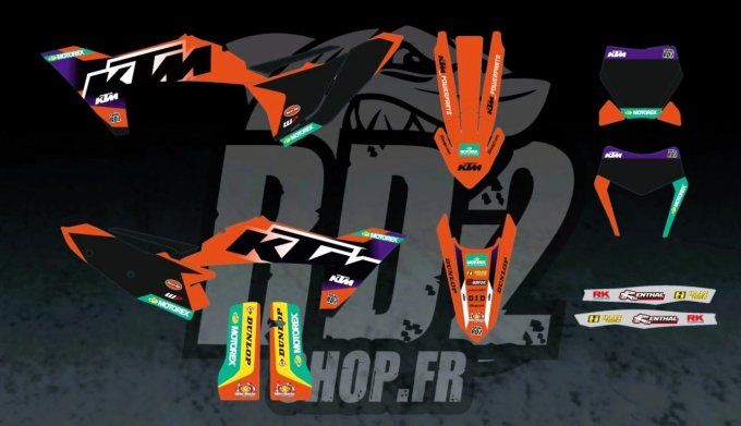 kit deco - graphics - ktm - exc - excf - sx - sxf - 2023 - 2024 -2025 - NOIR - violet - stickers -
