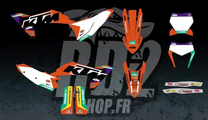 kit deco - graphics - ktm - exc - excf - sx - sxf - 2023 - 2024 -2025 - rd2 - violet - stickers -