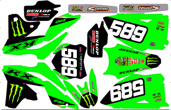 kit deco , graphics , monster , KXF 250  ,2013 - 2014 - 2015 -2016