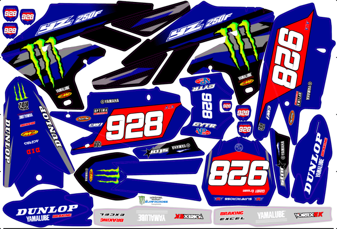 kit deco -- graphics - perso- monster -YZF 450- - YZF -250- 2019-2020-2021-2022-2023 -