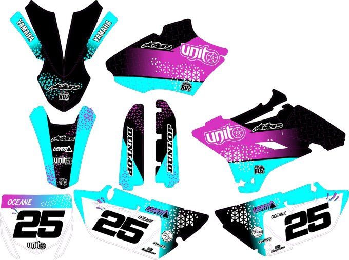 kit deco - graphics - rd2 - YZ 85  -2015 - 2019 Bleu Noir Rose