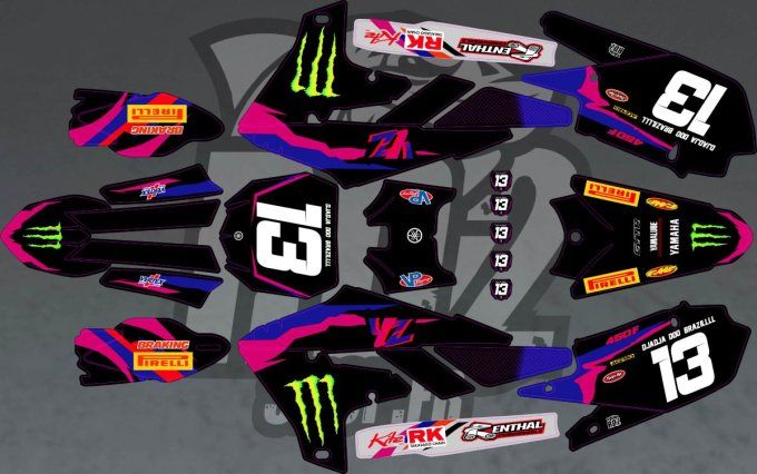 kit deco - graphics - yzf - 250 - 450 - black - noir - violet - 2017 - 2018 - 2019 - 2020 - 2021 - 2