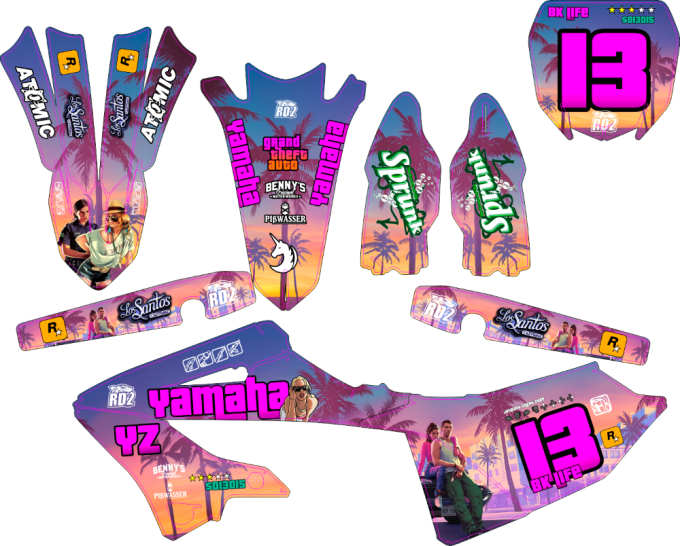 kit deco - gta - holographiC - chrome- yz - yz 125 - YZ 250 - gtaV - graphics - stickers - bikelife 