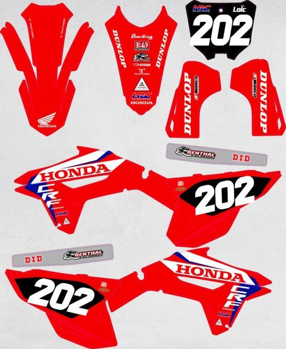 kit deco - honda CRF 450- CRF 250 -2022-2023-2024-hrc - factory - graphics -