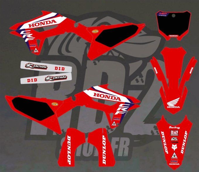 kit deco - honda  hrc - usa -  noir -lawrence -crf - 250 - 450 - 2021 - 2022 - 2023 - 2024 - autocol