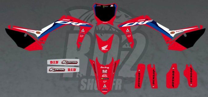 kit deco - hrc -crf - 250 - 450 - lowrence -honda - 2017 - 2018 - 2019 - 2020 - 2021 - 2022 -