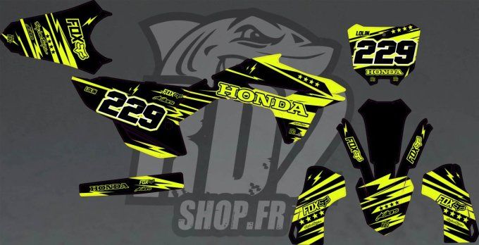 kit deco - jaune fluo - honda - CRF - 450- 2021-2024 - CRF- 250- 2022-2023-