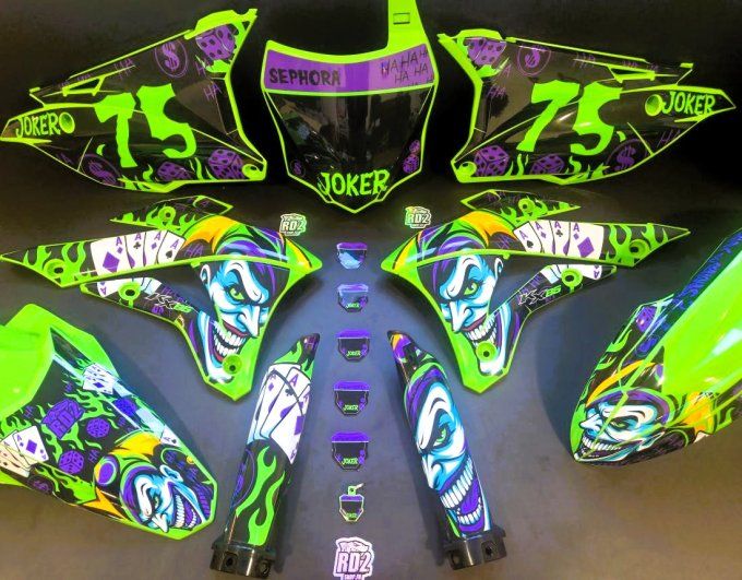 kit deco - joker -kit plastique - kx85 - kx - 85 - vert violet - graphics - kawasaki - stickers - au