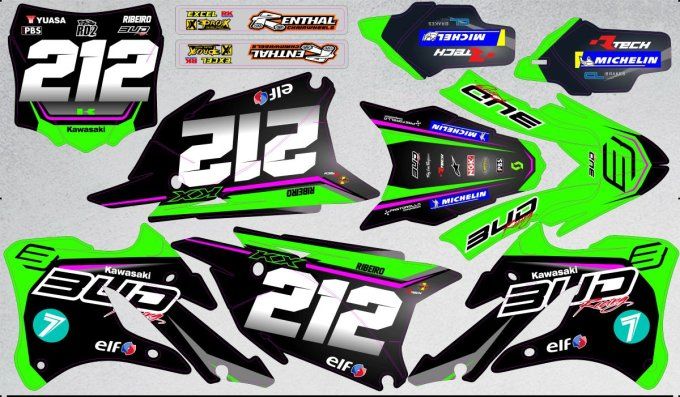 kit deco - kawasaki - bud racing - elf - KX 85 - 2022 - 2023  - 2024 - 2025 - 2026 -