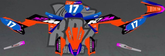 kit deco - ktm - 50 - 85 - 65 SX -2024 - 2025 - -2026 - 2027 - perso - rose - violet - bleu -