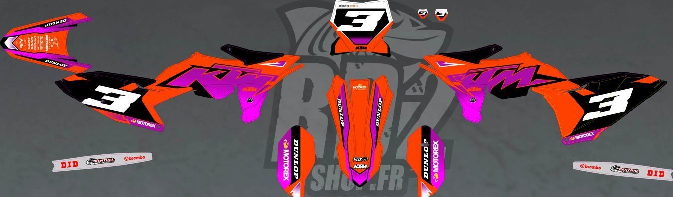 kit deco - ktm - 85sx - orange - rose -85 Sx- 2025 - 2026 - 2027 - -2022 - 2023 - Kit déco Semi-perso KTM SX 85 ( 2006 à 2026 )