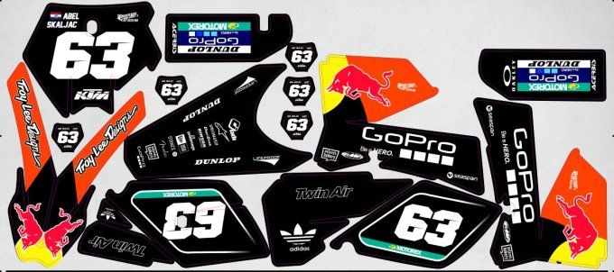 kit deco - ktm - gopro - sx 85 - 2006 - 2007 - 2008 - 2009 - 2010 - 2011 - 2012 - noir - redbull -