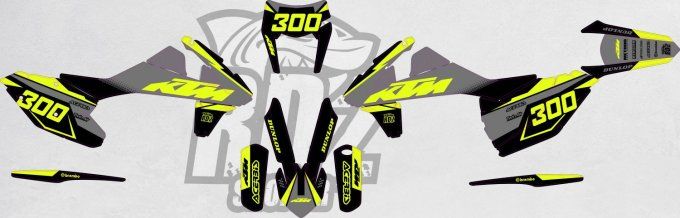 kit deco - ktm - gris - jaune fluo - exc - excf - 2017 - 2018 - 2019 -