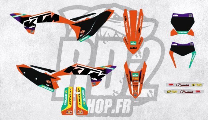 kit deco - ktm - sxf - sx - exc - excf - 2025 - 2026 - graphics- violet - rd2 - autocollants - black