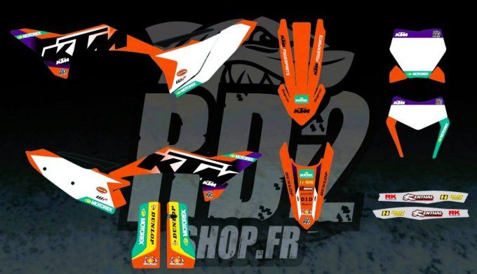kit deco - ktm - sxf - sx - exc - excf - 2025 - 2026 - violet - rd2 - autocollants - BLANC - graphic