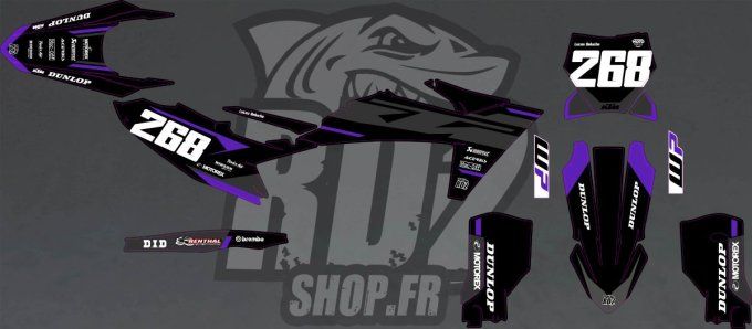 kit deco  - ktm - violet - gris - noir - sxf - sx - 125 - 250 - 350 - 450 - 2023 - 2024 - 2025 - 202