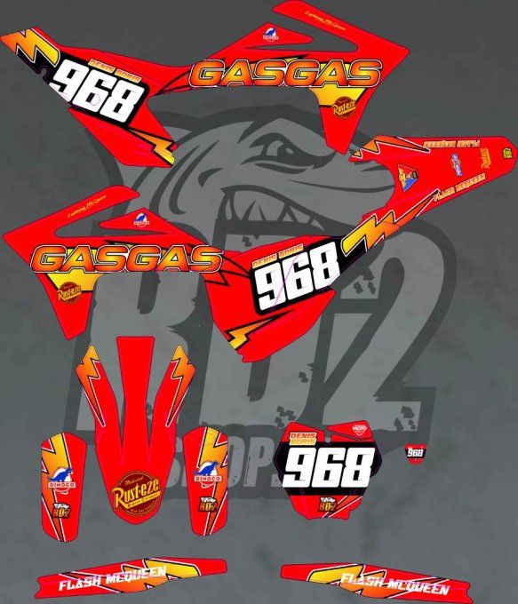 kit deco - mc - mcf - ec - ecf - gasgas - flash mcqueen - rusteze - 2021 - 2022 - 2022 - 2023 -