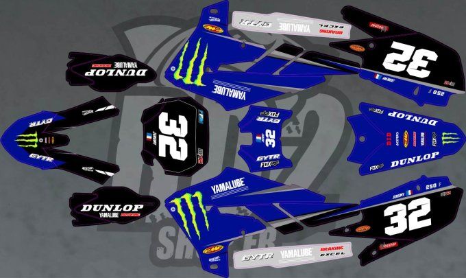 kit deco - monster - bleu - yzf - yamaha - 250 - 450 - 2019 - 2020 -2021 - 2022 -2023 - 2024 -2025 -