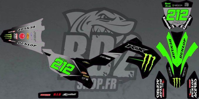 kit deco - monster - kawasaki - gris -KXF- 450- 250-kx-graphics - autocollants -