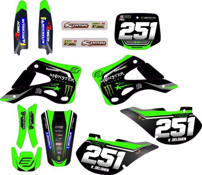 kit deco - monster - kx - 125 - 250 - 1999 - 2000 - 2001 - perso -