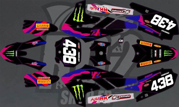 kit deco -monster - rose - violet - noir - yzf250 - yamaha - 2023 - 2022 - 2021 -2020 - 2019 -