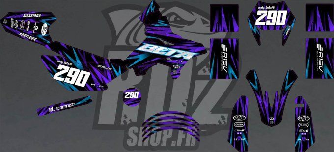 kit deco - perso  -Beta -RR 50 - rr - 70- 80 - 85 - 92 - 2012-2020 - holographic - violet -