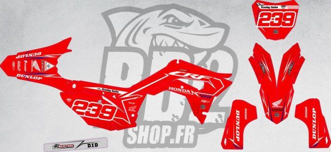 kit deco - perso - crf - honda - 250 - 450 - stickers - 2017 - 2018 - 2019 - 2020 - 2021  - rouge - 