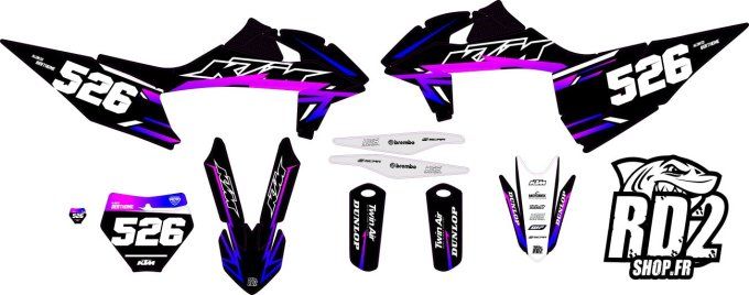 kit deco - perso- graphics - ktm - violet - bleu - sx - sxf - 2016 - 2017 - 2018-
