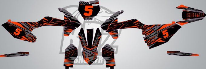 kit deco - perso - ktm - sx85 - sx - 85 - orange - noir - stickers -gris nardo -sx65 - sx 50 -