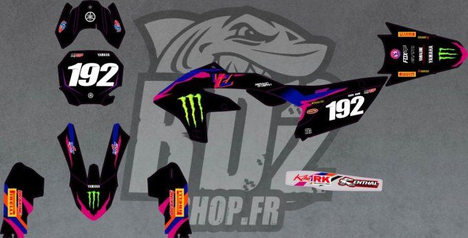 kit deco - perso- monster - 50 th - noir - wrf 250 - ywrf450 - yamaha - 2022 - 2023 - 2024 - 2025 - 