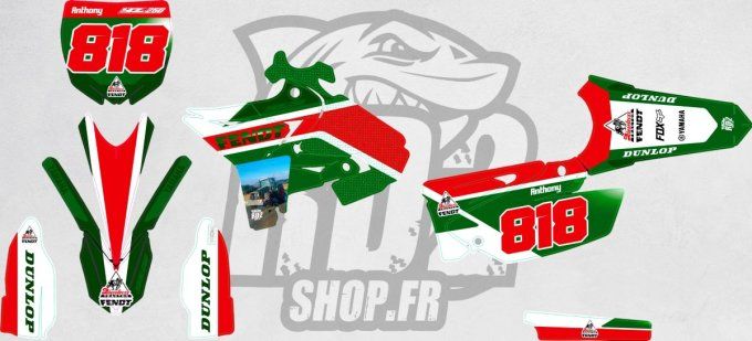kit deco - perso - tracteur - fendt - yz125 - yz250 - yamaha - yz - vert - rouge -