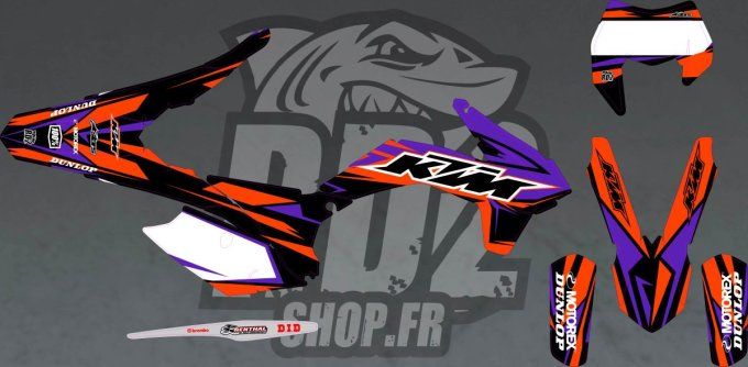 kit deco - perso - violet - orange - ktm - KTM EXC F - EXC -2014 - 2013-2015-2016 -