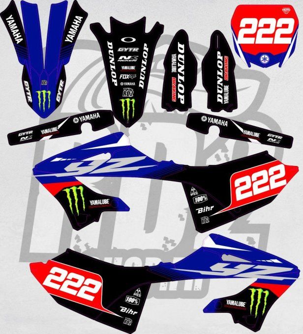kit deco - perso - yamaha -YZ -125-250 2022 - 2023-2024-2025-2026-2027 - monster - bleu -