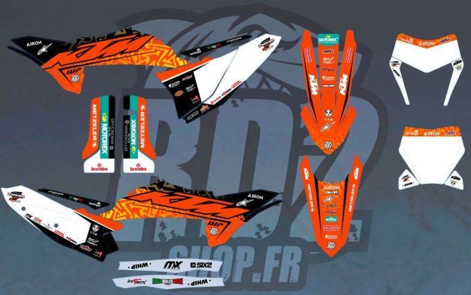 kit deco - plastique - posé - ktm - red bull  - factory -sx - sxf - 125 - 250 - 300 - 350 -  enduro 