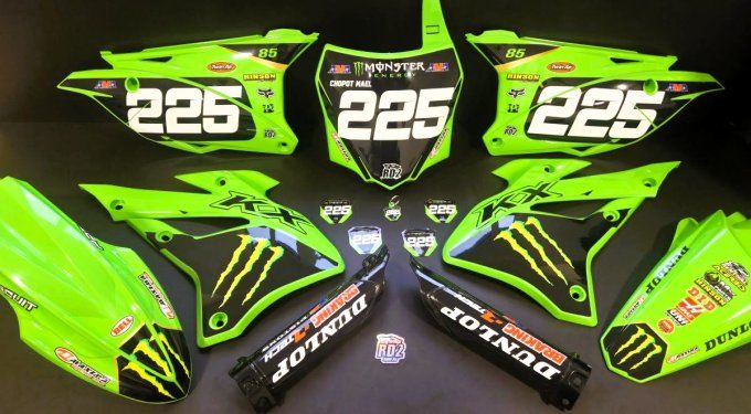 kit -  deco - plastiques - kx85 - kaxasaki - monster - vert - kx - 85 - 65 - 2022 - 2023 - 2024 -202