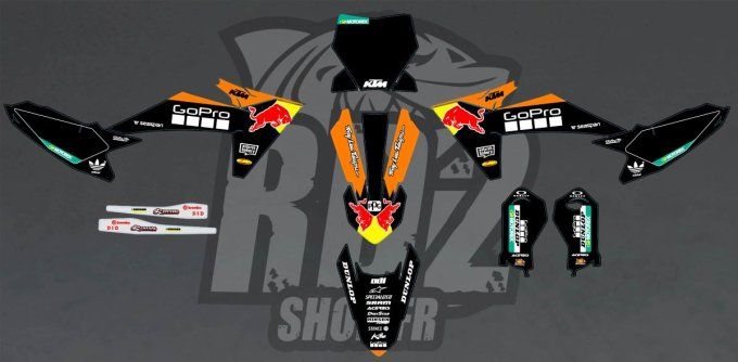 kit deco - redbull - gopro - noir - sx - 65 - sx65 - 2024 - 2025 - 2026 -2027- autocollants -
