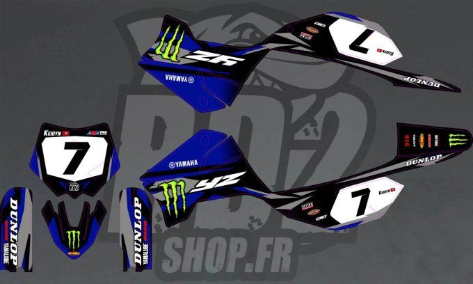kit deco - rfz - rxf - 125 - 150 - dirt bike - yz - monster - bleu - autocollants -