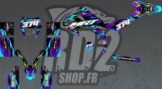 kit deco - Rieju -MRT- Pro- 2022 -2023-2024-2025-2026-holo - chrome - violet - bleu -
