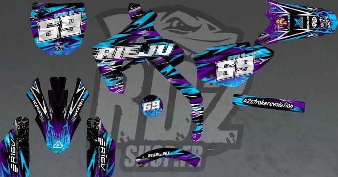 kit deco - Rieju - MRT - Pro- bleu - violet - holographique - chrome - krm -
