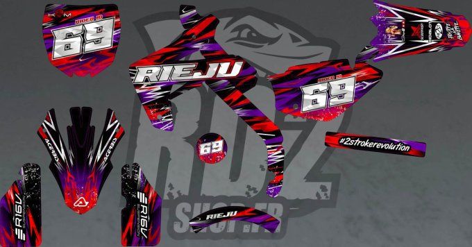 kit deco - Rieju - MRT - Pro- rouge- violet - holographique - chrome - 2fast-