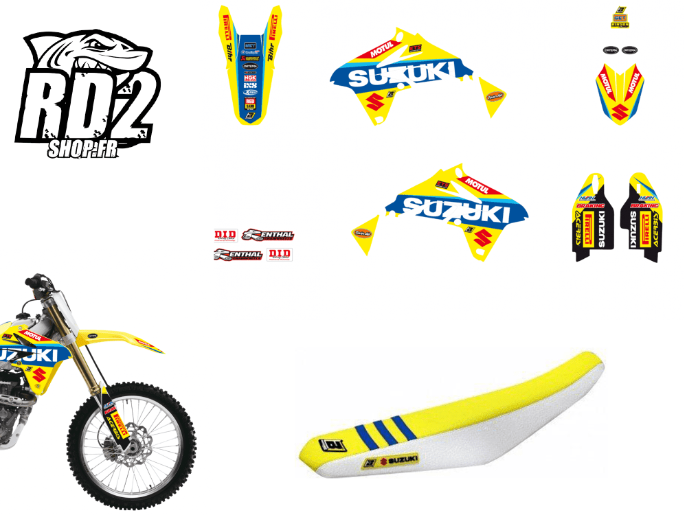 PACK Kit Déco + Housse selle  SUZUKI RMZ 450 ( 2008 à 2017 ) -
