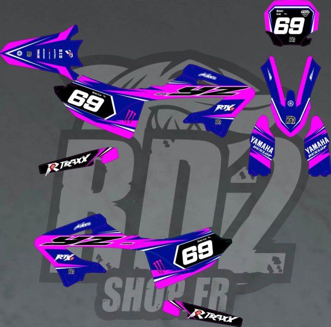 kit deco - rose - bleu - yz - yamaha - 125-250 - 2022 -2024 - 2025 - 2026 - perso -