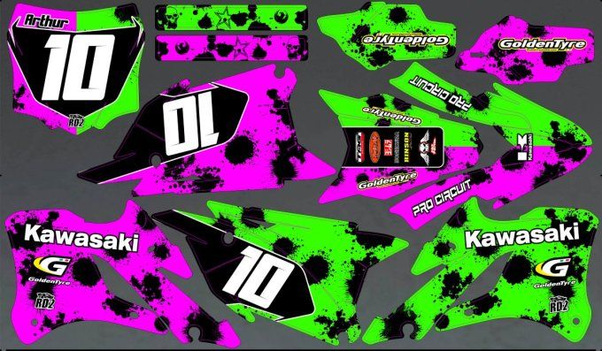 kit deco - rose - vert - kawa - kx85 - kx - 85 - 2026 - 2025 - 2024 - 2023 - 2022 - 2021 - 2020 - 20