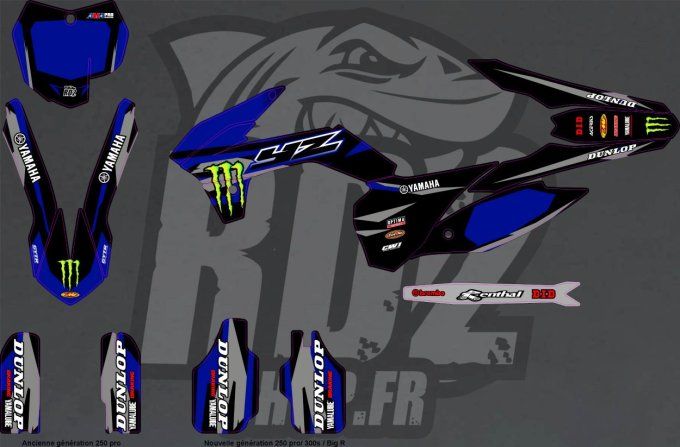 kit deco - stickers - bleu  -Big R - Mini mx -CRZ -ERZ- 250 PRO - 300 - 300s pro - 250- motocross -