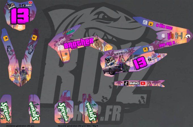 kit deco - stickers - gta - bike life 13 - bk13 -Big R - Mini mx -300 - 250- motocross - crz - 300s 