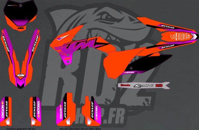 kit deco - stickers - orange -CRZ -ERZ- 250 PRO - 300s - 300s pro - 250 Big R Mini mx - KTM -